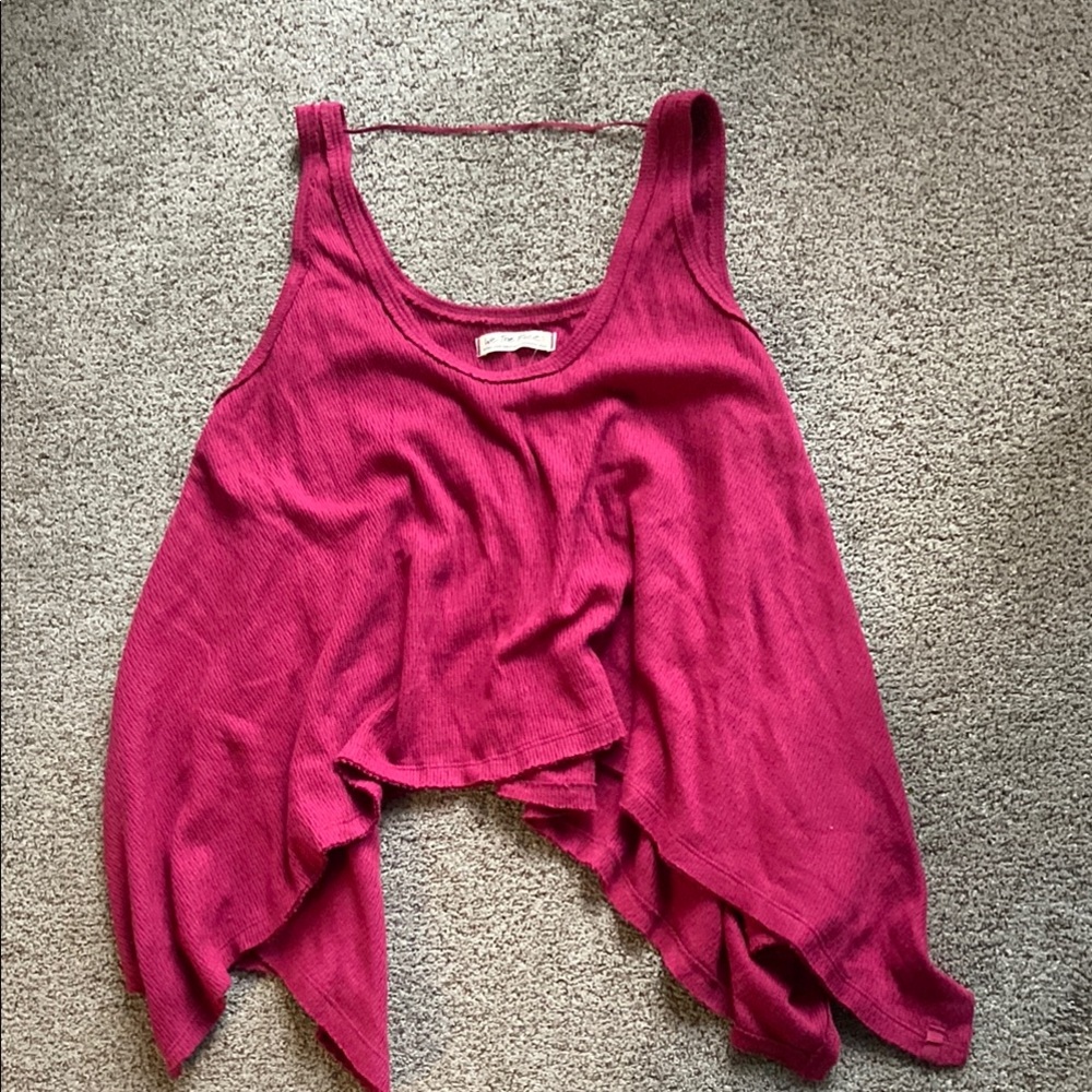 NWT New Free People burgundy asymmetrical swing Sleeveless tank Top Sz XL